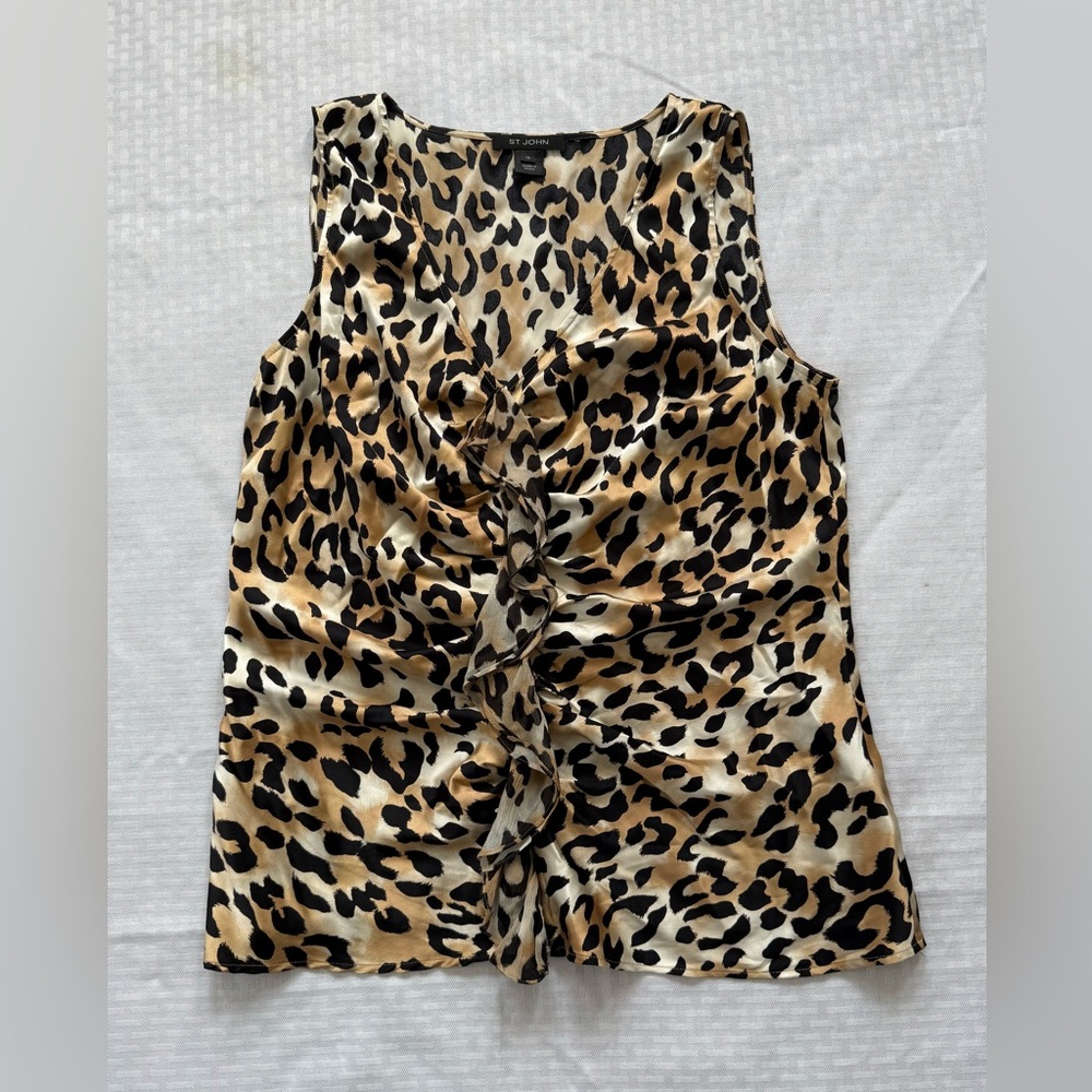 St. John Animal Print Sleeveless Blouse - Size 10